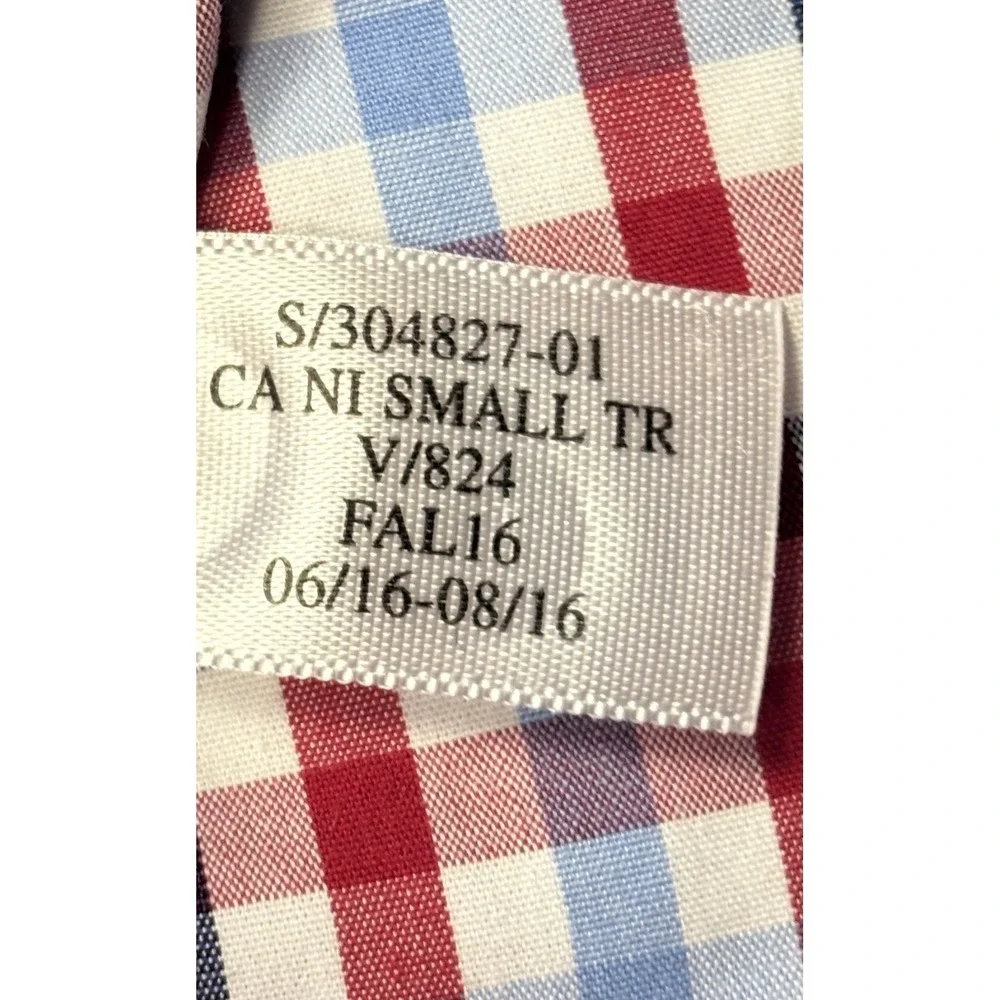 Banana Republic Camden Fit Shirt‎ Mens Small Non-Iron Red Blue Check 304827 S